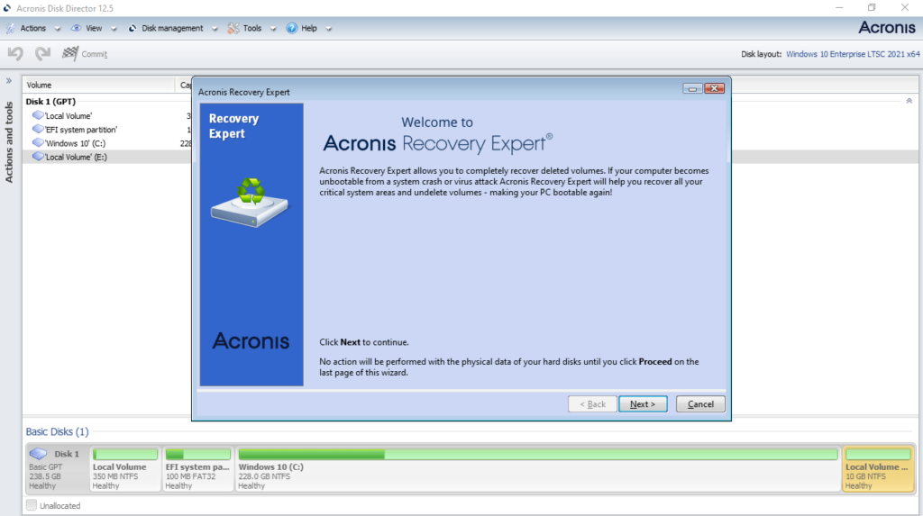 Acronis Disk Director Recovery Expert