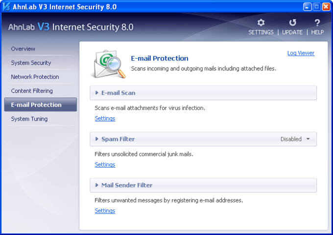 AhnLab V3 Internet Security Email protection