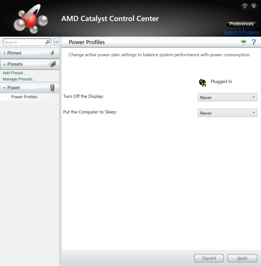 AMD Catalyst Power configuration