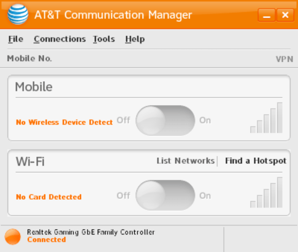 ATT Communication Manager Main interface