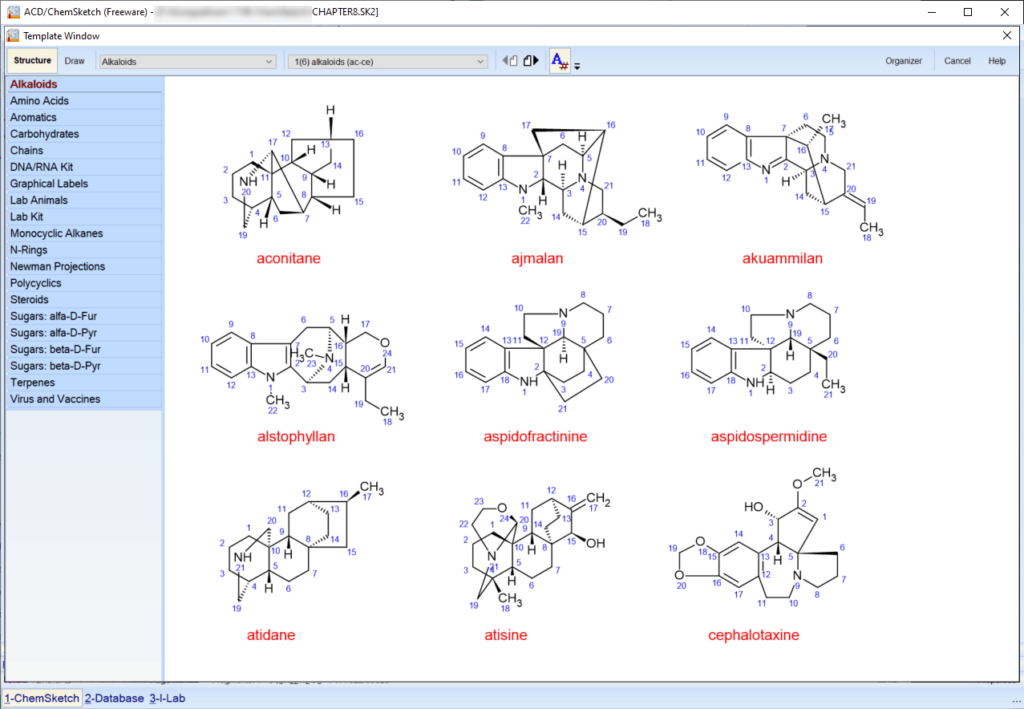ChemSketch Template library