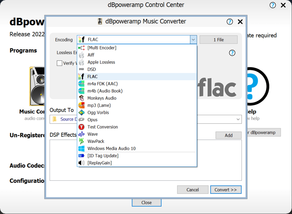 dBpoweramp Music Converter Available output formats