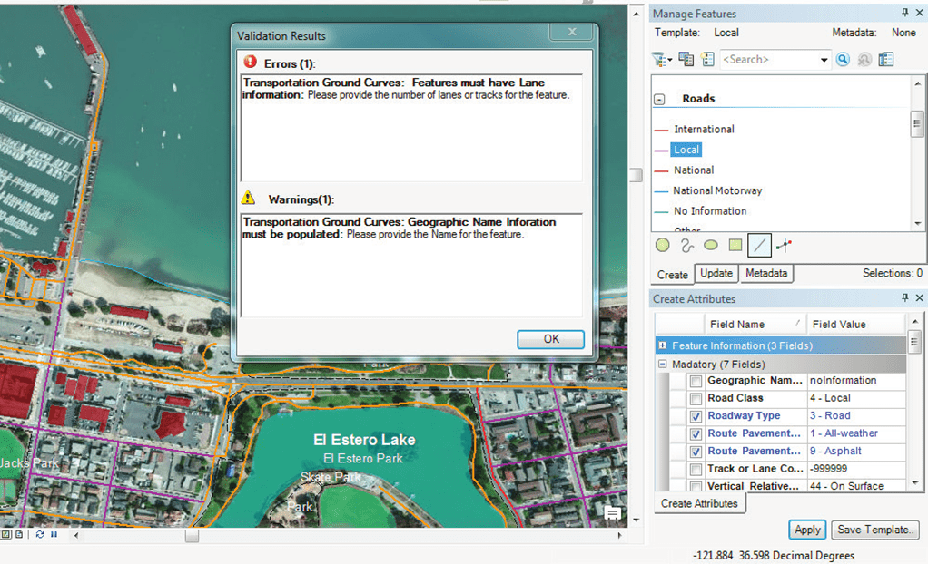 Esri Production Mapping Validation results