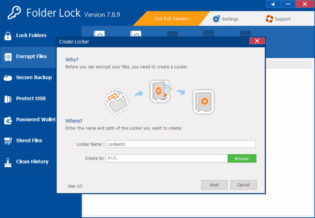 Folder Lock New locker parameters