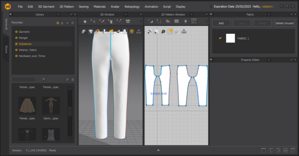 Marvelous Designer Pants template