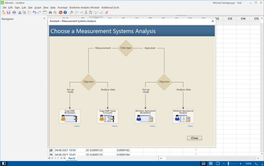 Minitab Measurement systems analysis