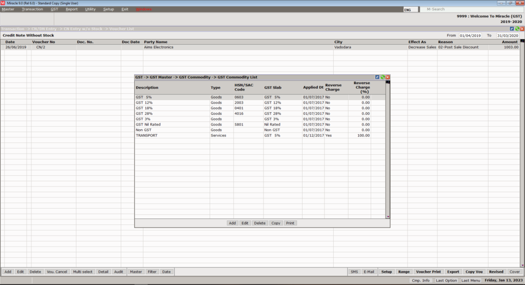 Miracle Accounting Software Tax rates