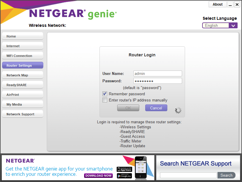 NETGEAR Genie Log in to router