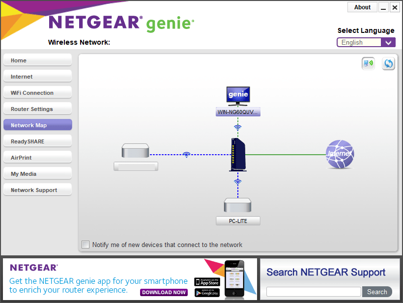 NETGEAR Genie Network map