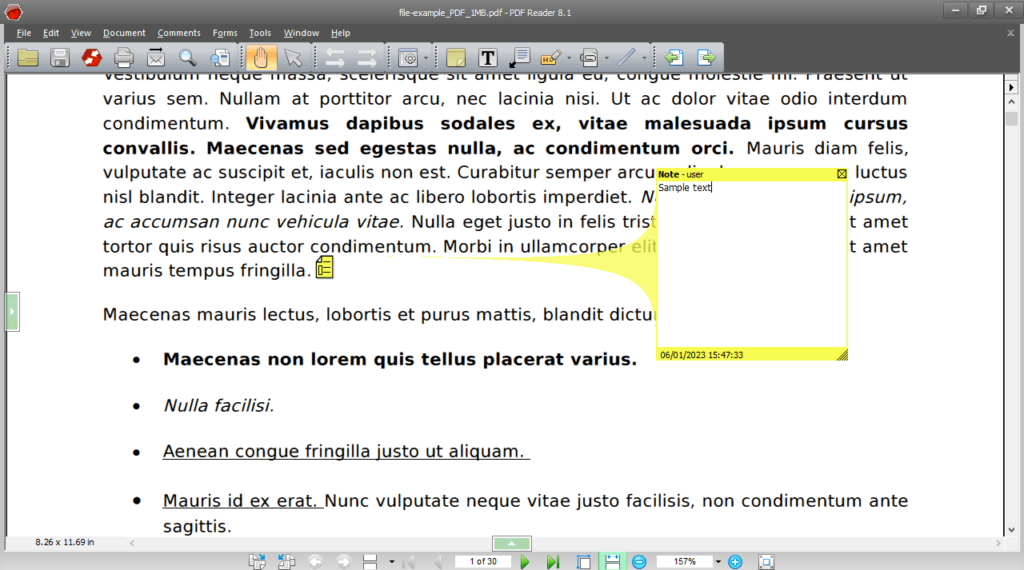 Nuance PDF Reader Add notes