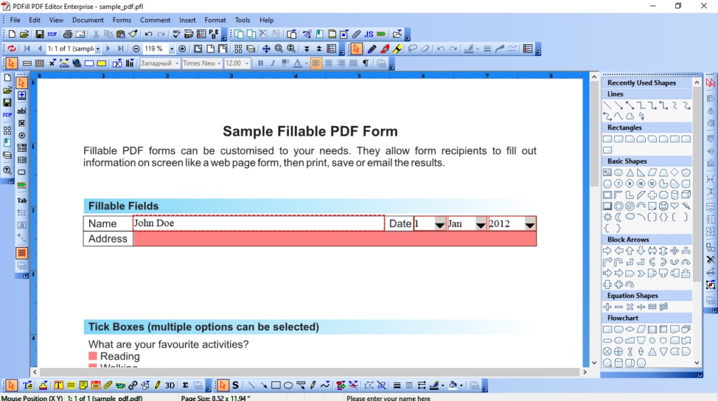 PDFill PDF Editor Fill in text fields