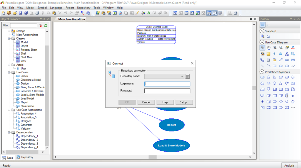 PowerDesigner Connect to a repository