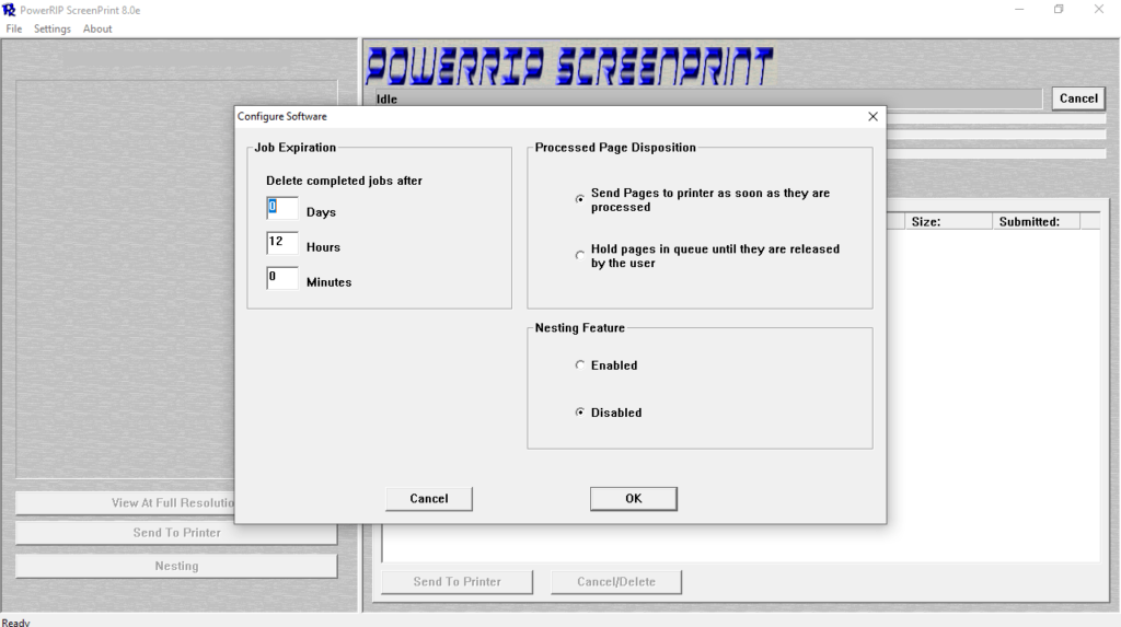 PowerRIP ScreenPrint Configure software