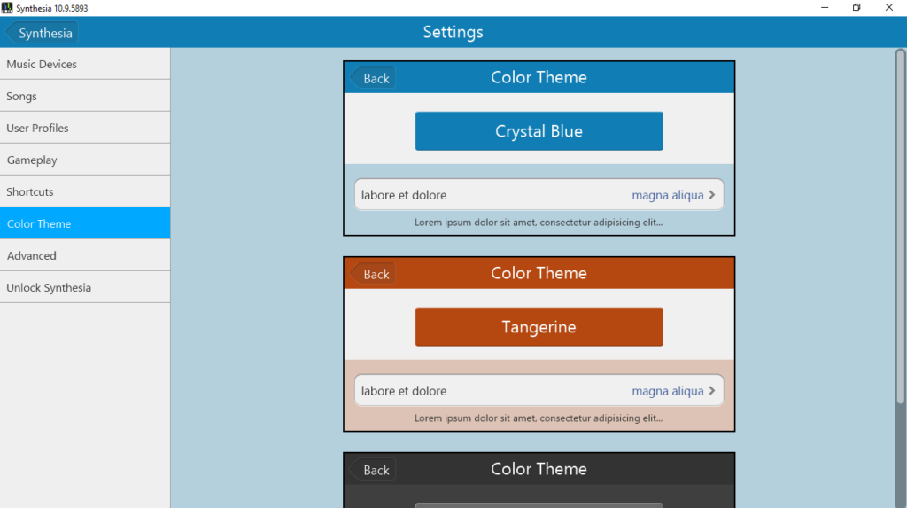 Synthesia Pick color theme