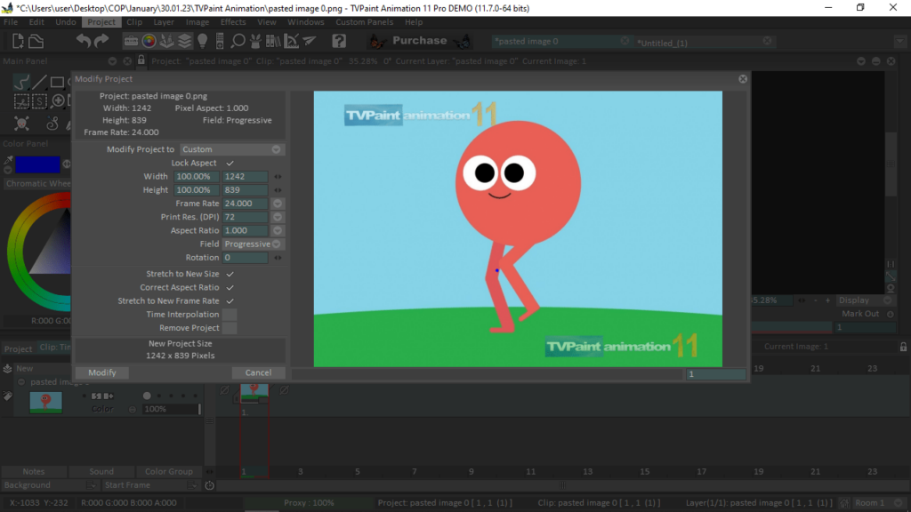 TVPaint Animation Modify project