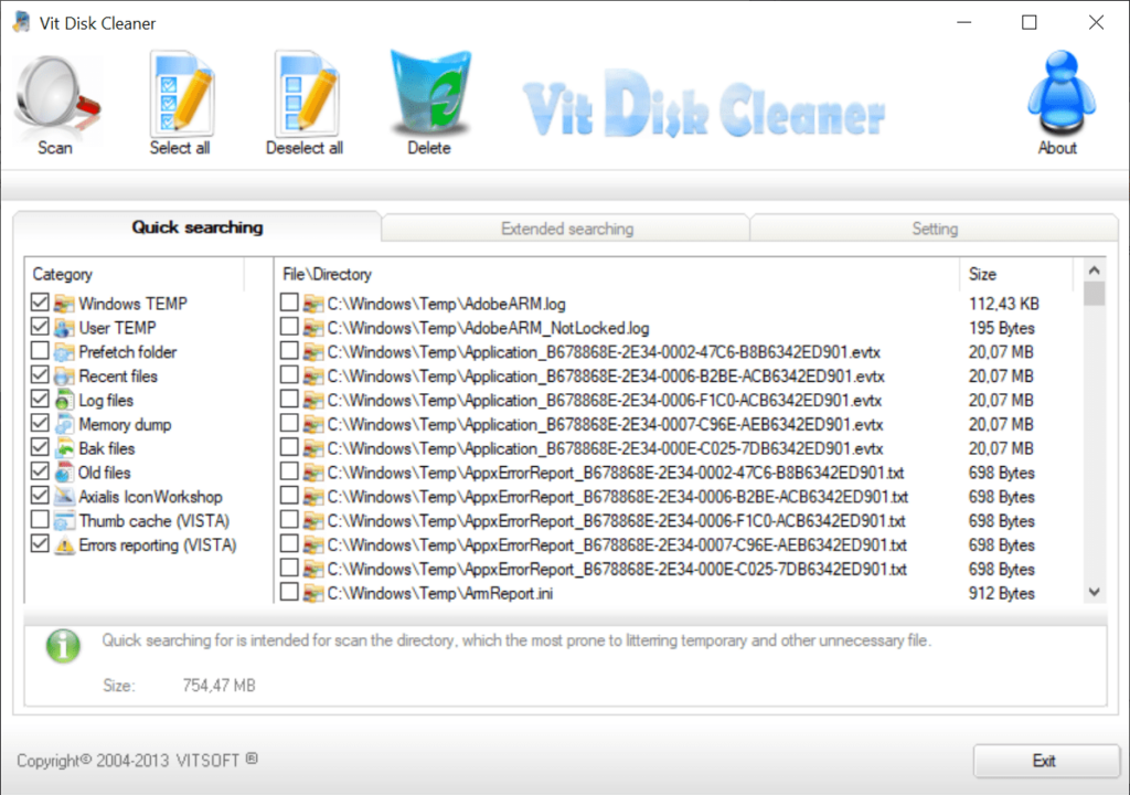 Vit Registry Fix Disk cleaner
