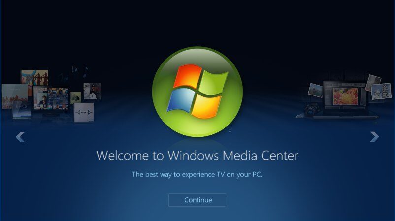 Windows Media Center Intro screen