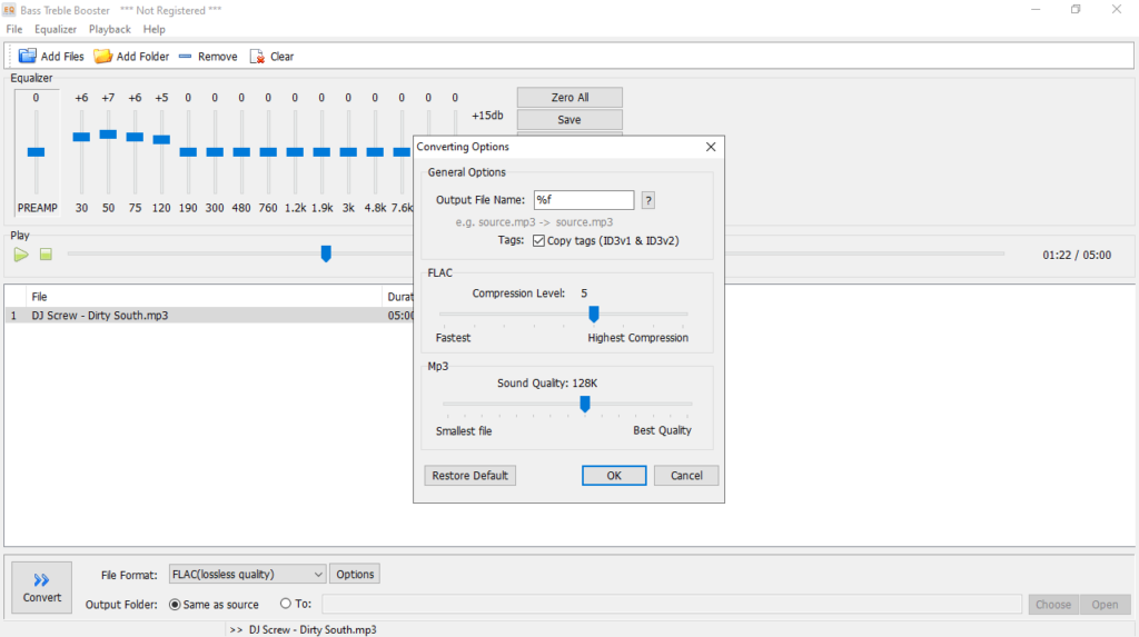 Bass Treble Booster Converting options