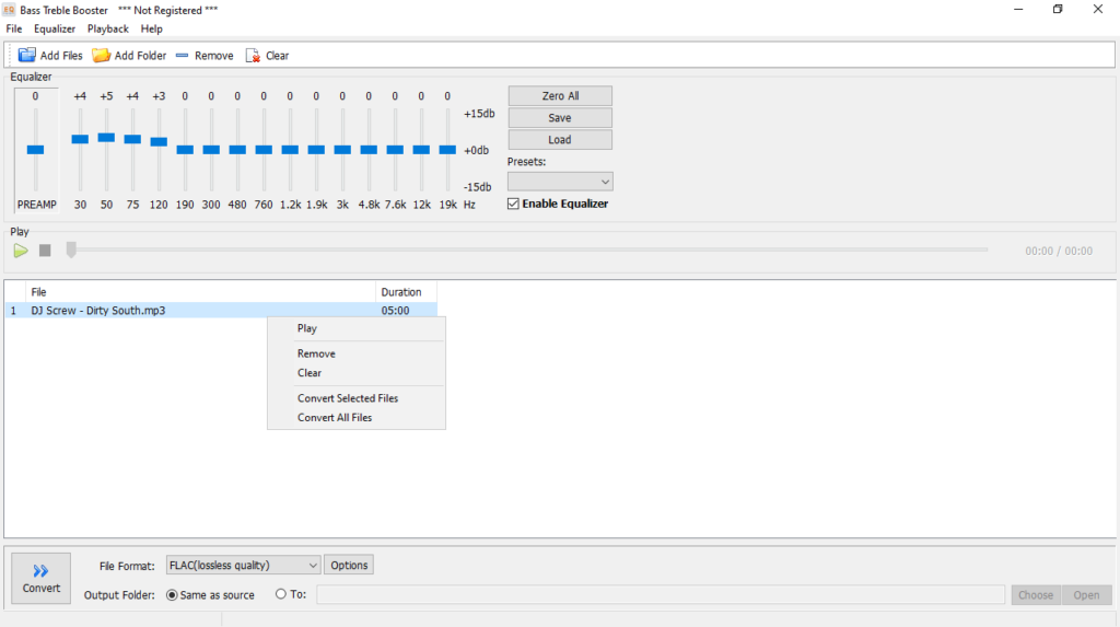 Bass Treble Booster Quick actions