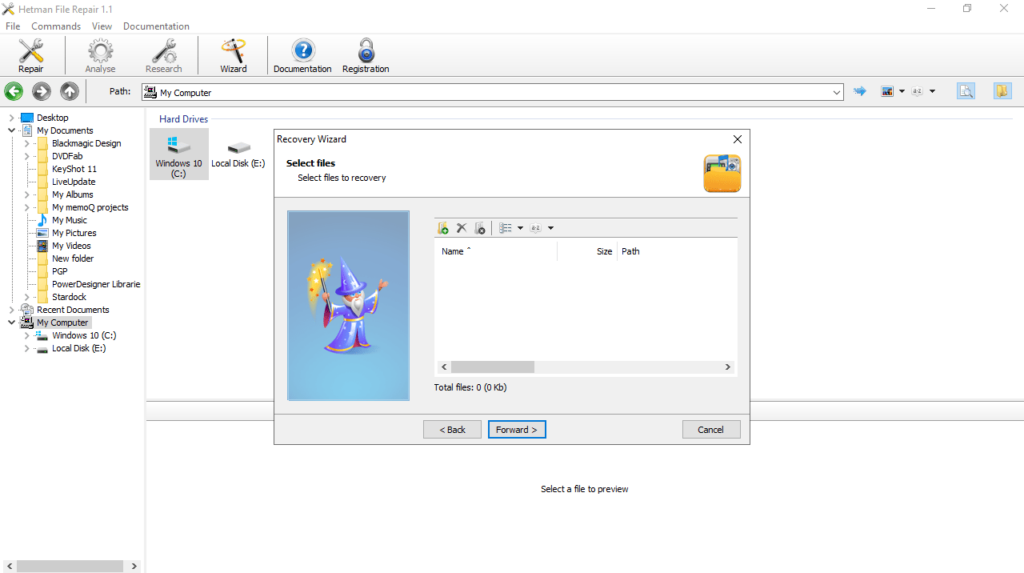 Hetman File Repair Recovery wizard