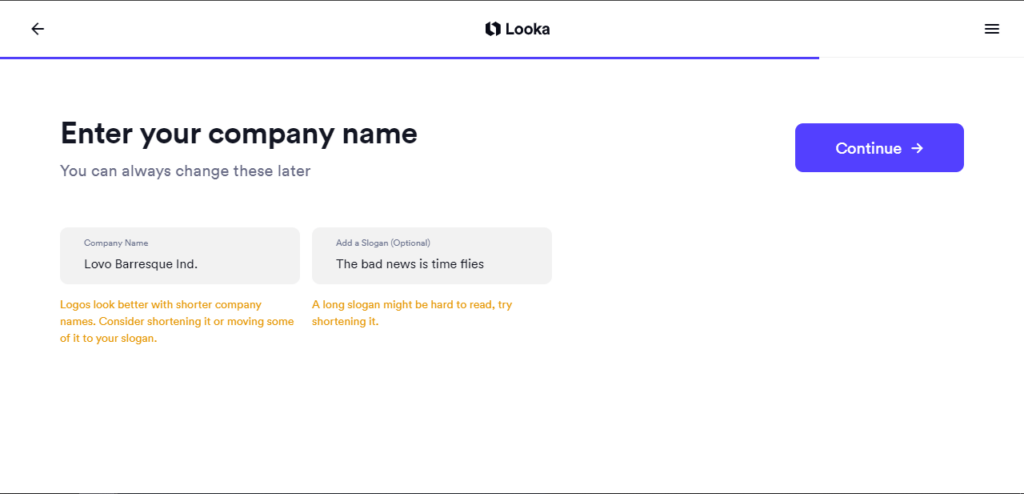 Looka Enter company name and slogan