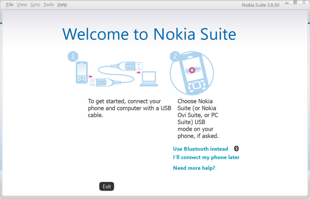 Nokia Ovi Suite Start page