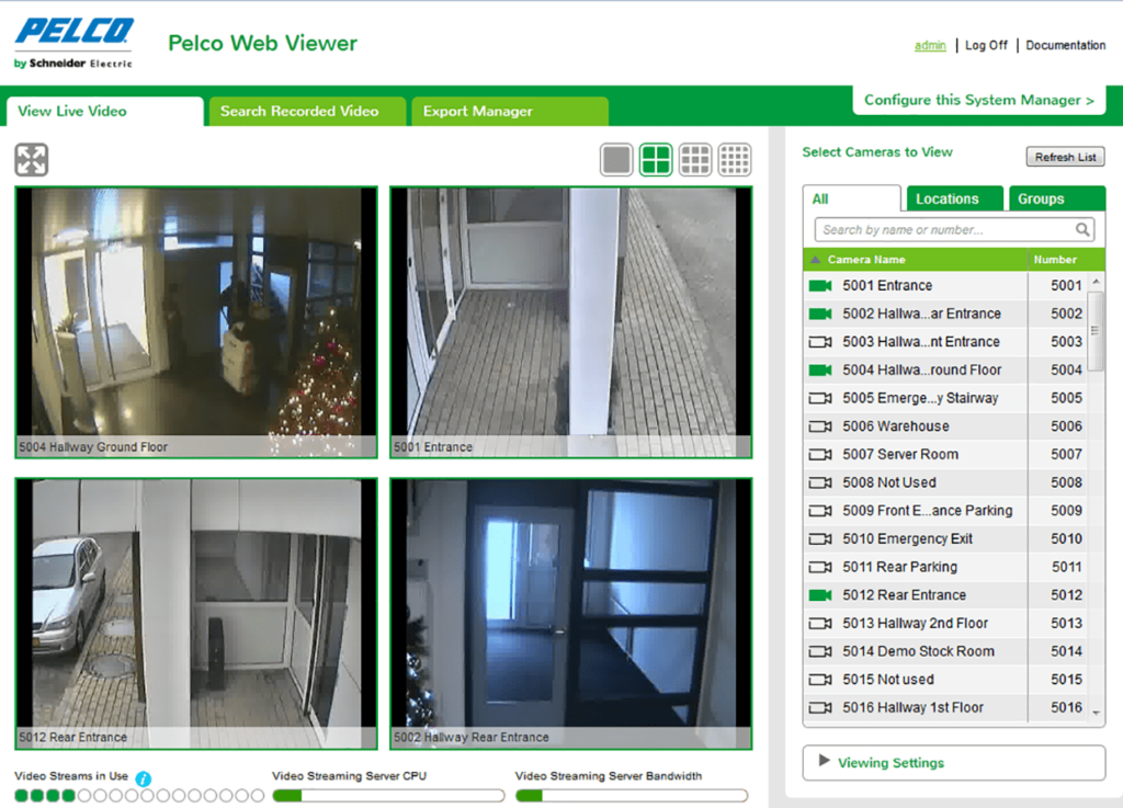 Pelco Media Player Web interface