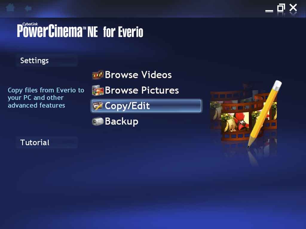 PowerCinema NE for Everio Available functions