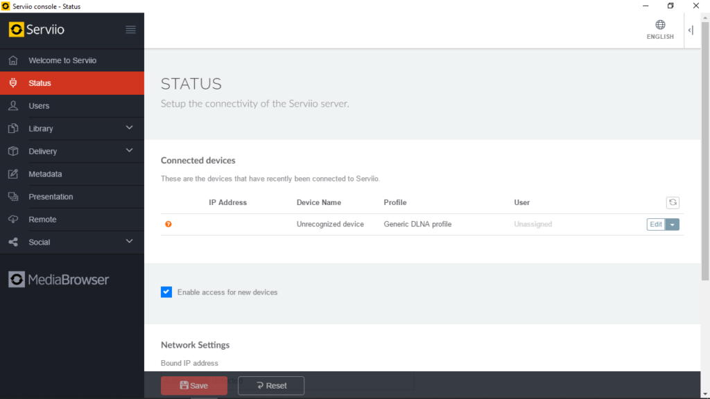 Serviio Device status