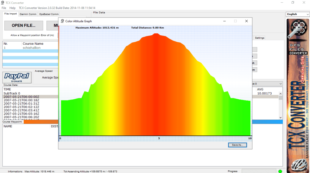 TCX Converter Color altitude graph