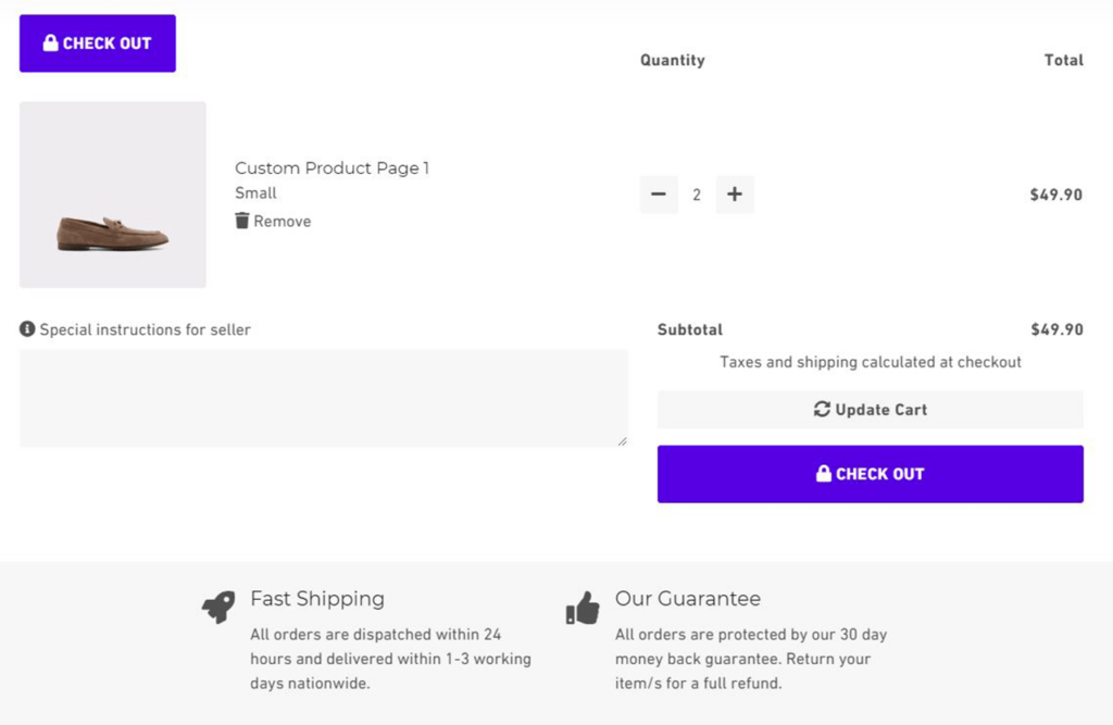 Debutify Checkout page example