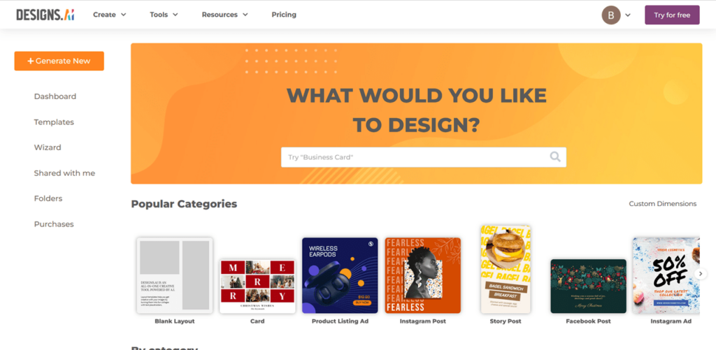 Designs ai Content categories