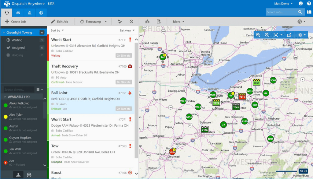Dispatch Anywhere Map view