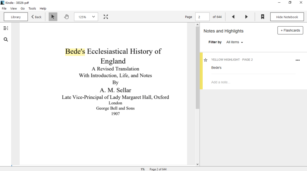 Kindle for PC Notes and highlights