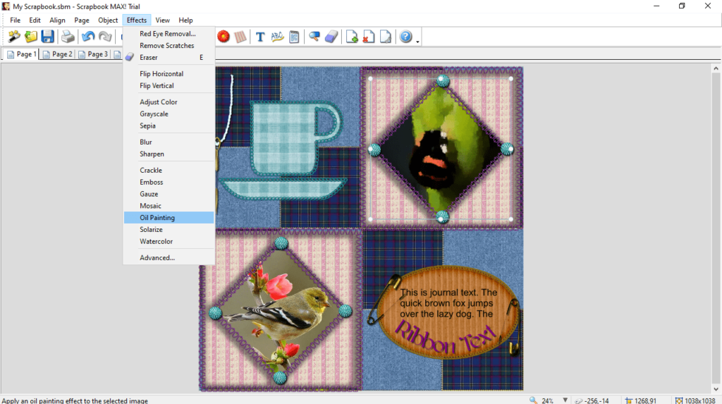 ScrapBook Max Apply visual effects