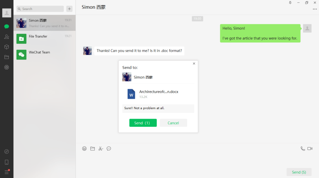 WeChat Attach documents