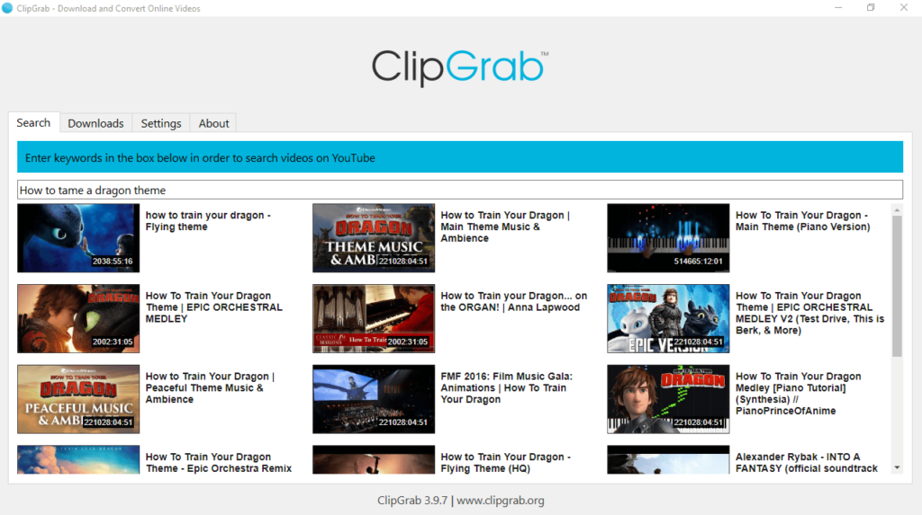 ClipGrab Search for clips