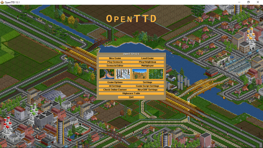 OpenTTD Main menu
