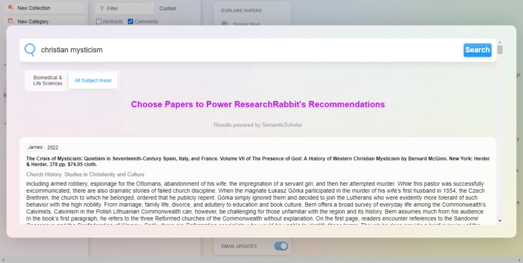 Research Rabbit Search for reference articles