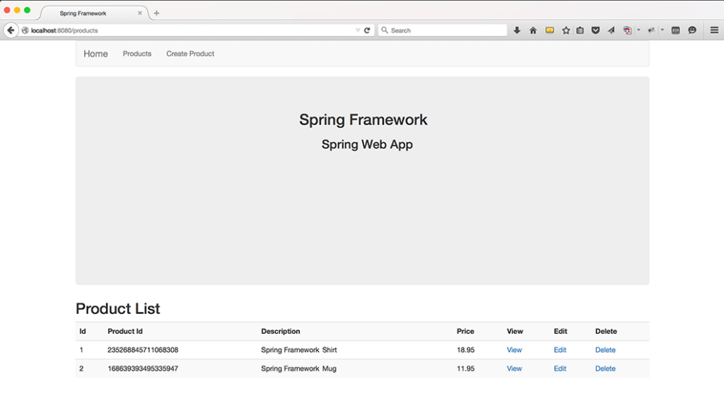 Spring Framework App example