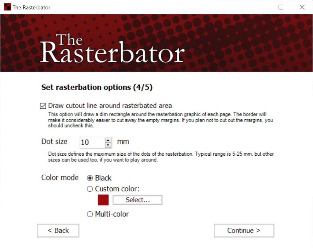 The Rasterbator Ustaw opcje rastracji