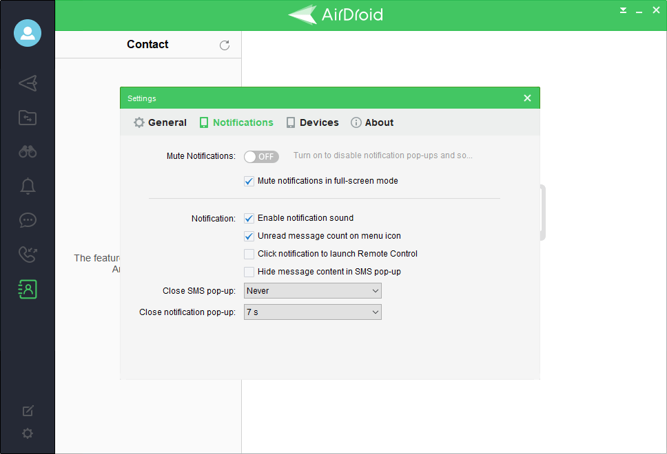 AirDroid Notification settings