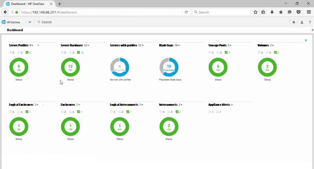 HPE OneView Web interface