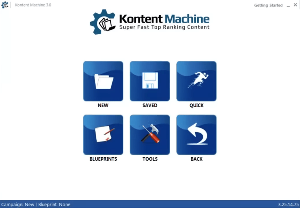 Kontent Machine Welcome page