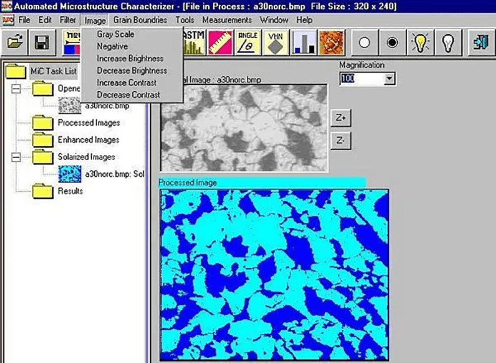 Microstructure Characterizer Software Image enhancements