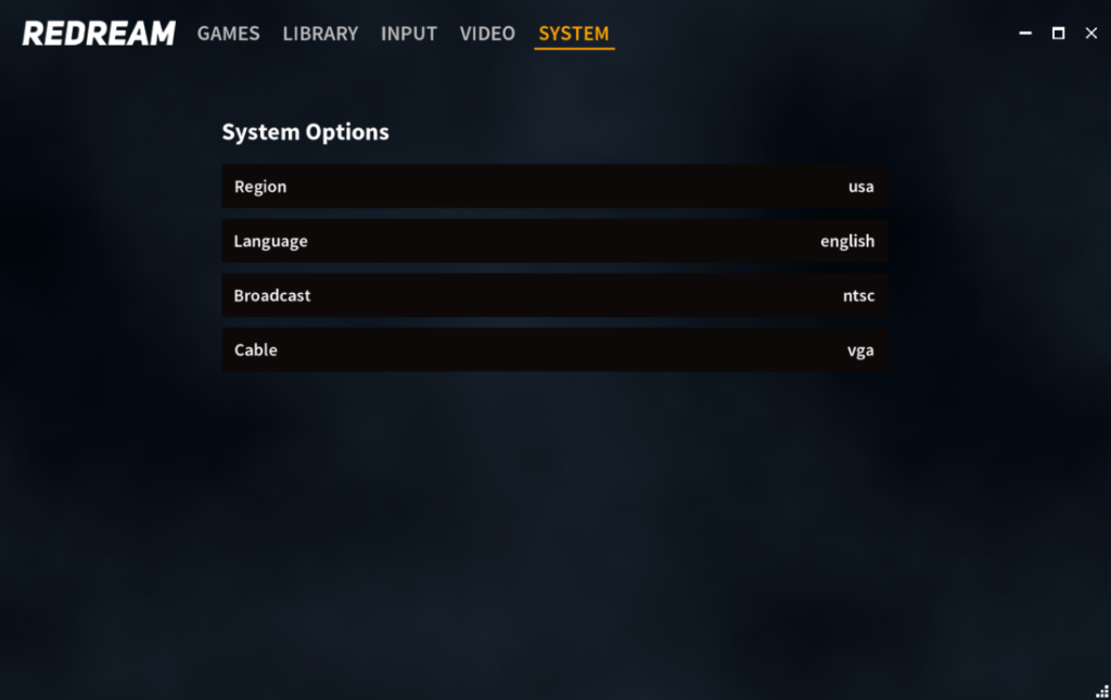Redream System settings