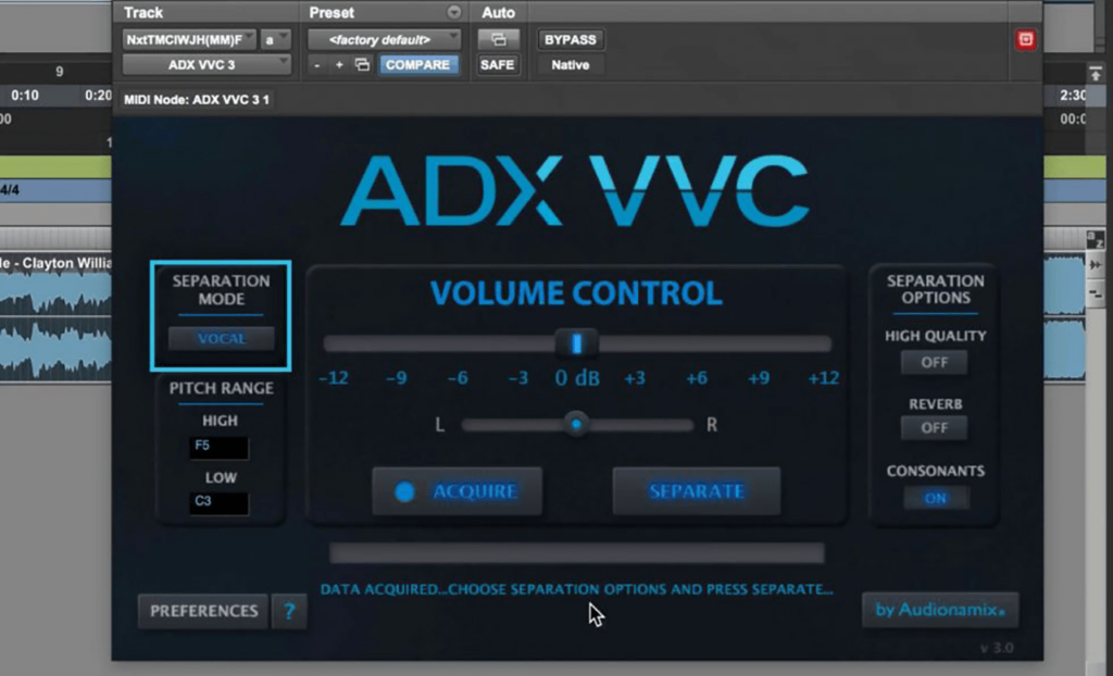 ADX VVC Separation parameters