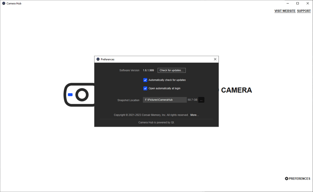 Elgato Camera Hub General preferences