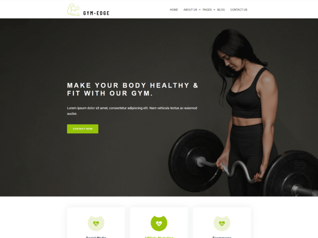 Gym Edge Page template