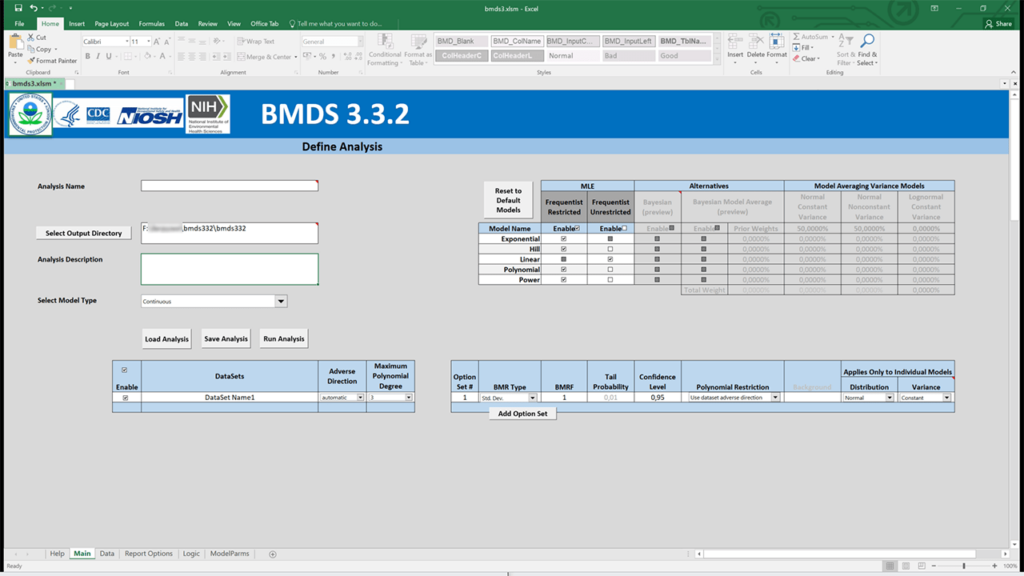 BMDS Analysis configuration